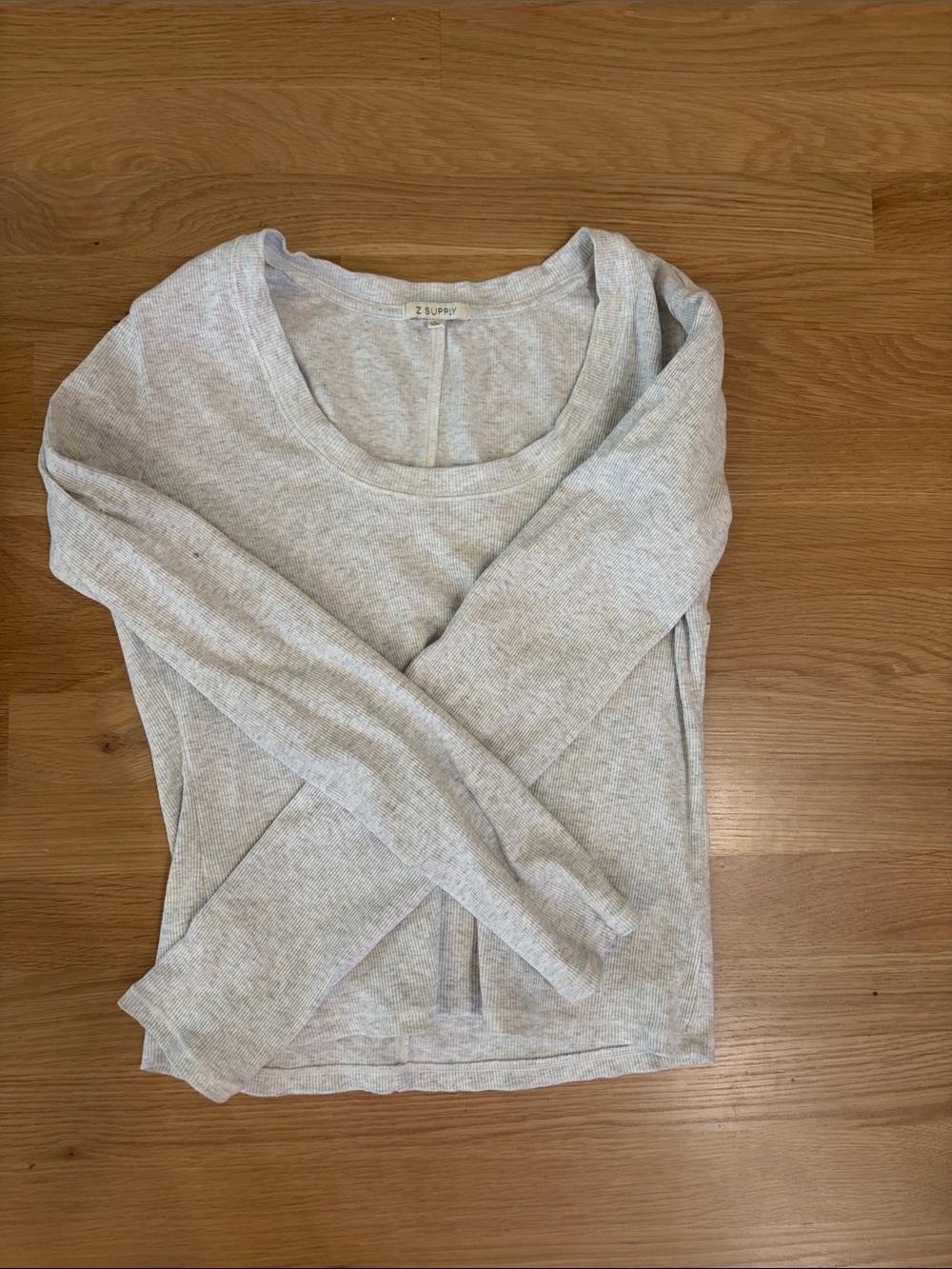 Z Supply Light Gray Long Sleeve Ribbed Tee